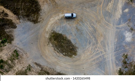 Aerial view  off-road car vehicle, car 4 wheel drives off-road.