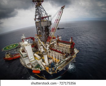 Aerial View Of Offshore Oil Platform, Gulf Of Mexico