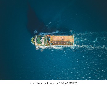 Aerial View Of Offshore Support Vessel