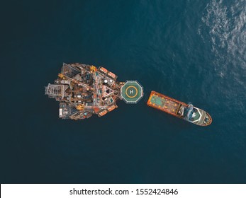 Aerial View In Oil Field During Rig Move Operation.