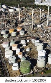 Aerial View Of Oil Refinery In Australia.