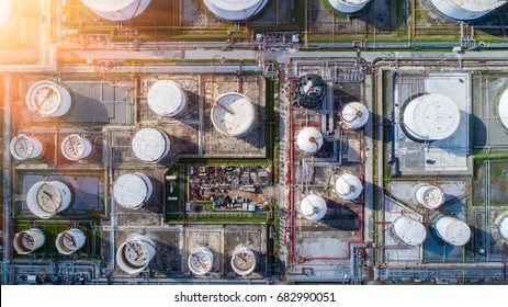 Aerial View Oil Refinery, Refinery Plant, Refinery Factory Petrochemical Plant, Business Logistics Concept