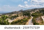 Aerial view of Okanagan Lake at Lakeshore Road during a summer season in Kelowna, British Columbia, Canada