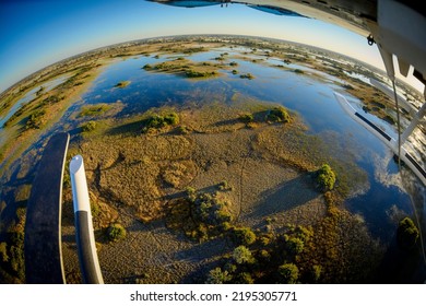 Aerial View Of Okavango Delta From Below A Helicopter.  Botswana