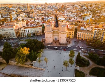 The aerial view of the old center of Valencia, a port city on Spains s southeastern coast
