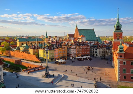 Aerial view of the old city in Warsaw. HDR - high dynamic range