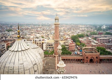 aerial view of old delhi from roof of jama masjid