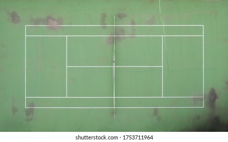 Aerial View Of Old And Dirty Football Field At Day Time