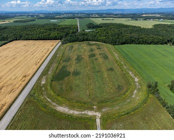 Aerial View Of An Old Horse Racing Track, With Green Grass