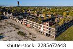 Aerial view of the old Packard plant in Detroit Michigan