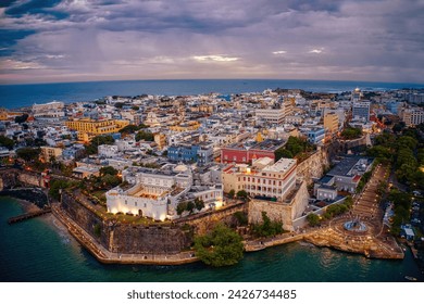 Aerial View of old San Juan, Puerto Rico at SunriseSunset - Powered by Shutterstock