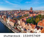 Aerial view of the old town in Gdansk with beautiful architecture, Poland