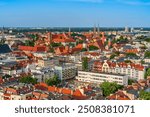 Aerial view of Wrocław old town skyline in Wroclaw Poland