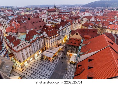 Aerial view of the Old Town square in Prague, Czech Republic