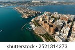 Aerial view of the old town of Taranto, Puglia, Italy.