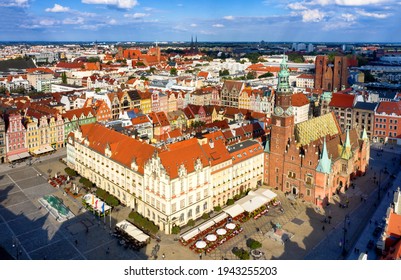 Aerial View Of Old Town Wroclaw Marketplace, Poland