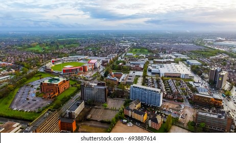 Aerial View Of Old Trafford Cricket Ground in Manchester Urban City