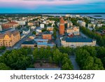 Aerial view of the old water tower in Vaasa, Finland.