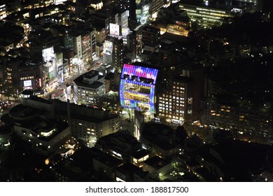 Aerial View Of Omotesando Areas At Night