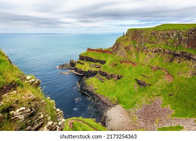 Aerial View On Amphitheatre, Port Reostan Bay Close To Giant's Causeway, County Antrim, Northern Ireland, UK