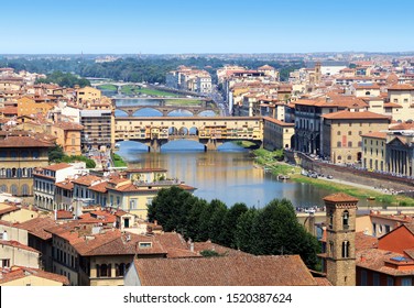 Aerial View On The Arno River In Florence And Its 