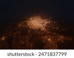 Aerial view on Bangalore (India) from south. Satellite view on modern city at night