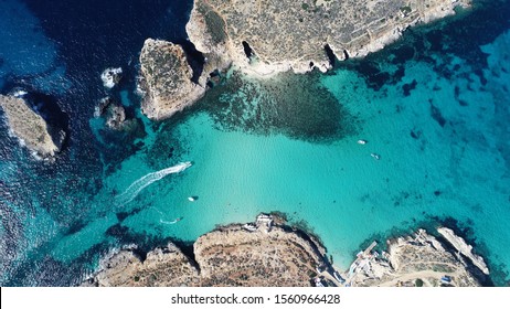 Aerial View On Blue Lagoon In Malta 