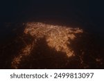 Aerial view on Bogota (Colombia) from west. Top view on modern city at night from satellite