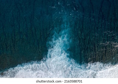 Aerial View On The Chasm At Etang-Salé In The South Of Reunion Island, With A Turquoise Sea And Its Corals