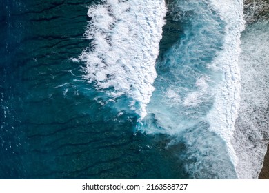 Aerial View On The Chasm At Etang-Salé In The South Of Reunion Island, With A Turquoise Sea And Its Corals