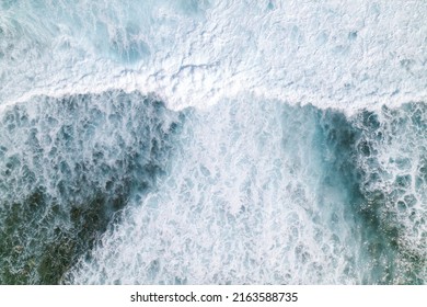 Aerial View On The Chasm At Etang-Salé In The South Of Reunion Island, With A Turquoise Sea And Its Corals