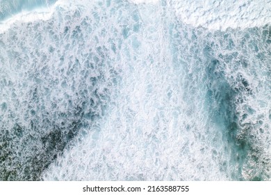 Aerial View On The Chasm At Etang-Salé In The South Of Reunion Island, With A Turquoise Sea And Its Corals