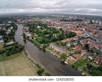 Aerial View On Chester, Grosvenor Park And River Dee