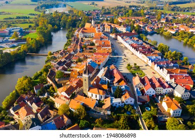 Aerial view on the city Telc. Czech Republic