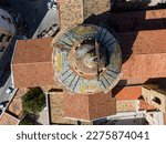 Aerial view on duomo Chiesa del carmine maggiore surrounded by old roofs of Palermo town, Italy, Sicily
