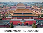 Aerial view on Forbidden City seen from Jingshan Park in Bejing, China