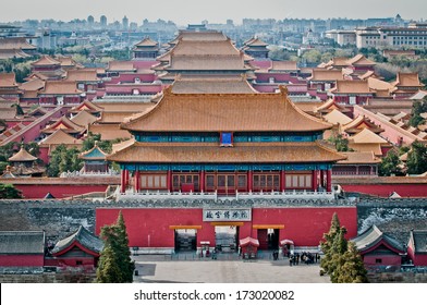 Aerial view on Forbidden City seen from Jingshan Park in Bejing, China