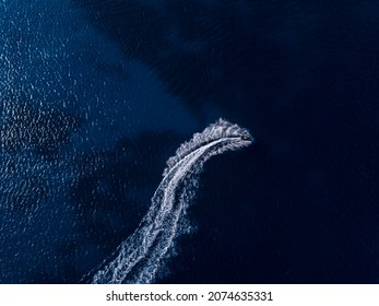 Aerial View On Jetski In Tropical Blue Waters