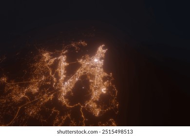 Aerial view on Mumbai (India) from north. Top view on modern city at night from space - Powered by Shutterstock