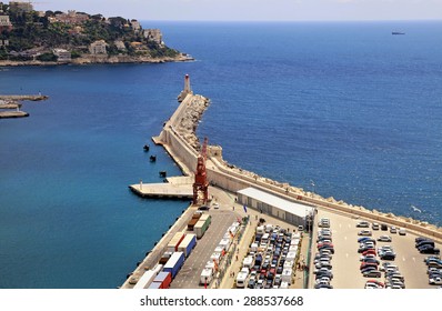 Aerial View On Port Of Nice And Lighthouse., French Riviera, France