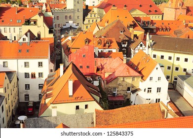 Aerial view on Regensburg, Germany. Regensburg city center is UNESCO World Heritage Site.