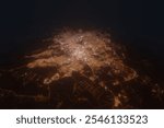 Aerial view on Riyadh (Saudi Arabia) from south. Satellite view on modern city at night