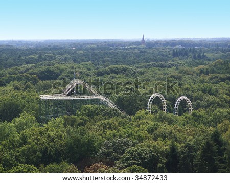 Aerial view on a rollercoaster