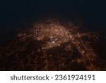 Aerial view on Shreveport (USA) from east. Satellite view on modern city at night