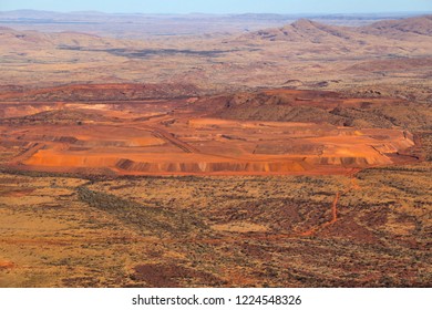 Aerial View Of An Open Cut Iron Ore Mine In The Pilbara Region Of Western Australia