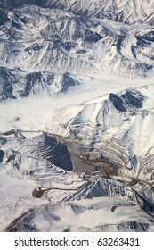 Aerial View Of Open-pit Mine Under Snow In Atacama Desert, Chile