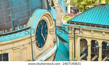 Aerial View of Ornate Clock Tower on Historic Basilica Dome, Milwaukee