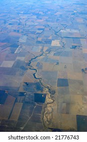 An Aerial View Of The Outback Farmlands In Rural Queensland Australia