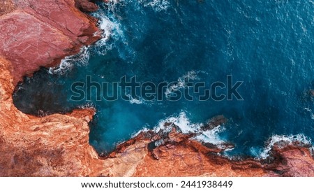 Similar – Foto Bild Küste mit Felsen und Meer im Sonnenuntergang