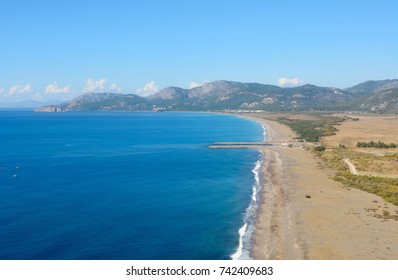 Aerial View Over Dalaman Beach Toward Sarigerme On The Meditteranean Coast Of Turkey.